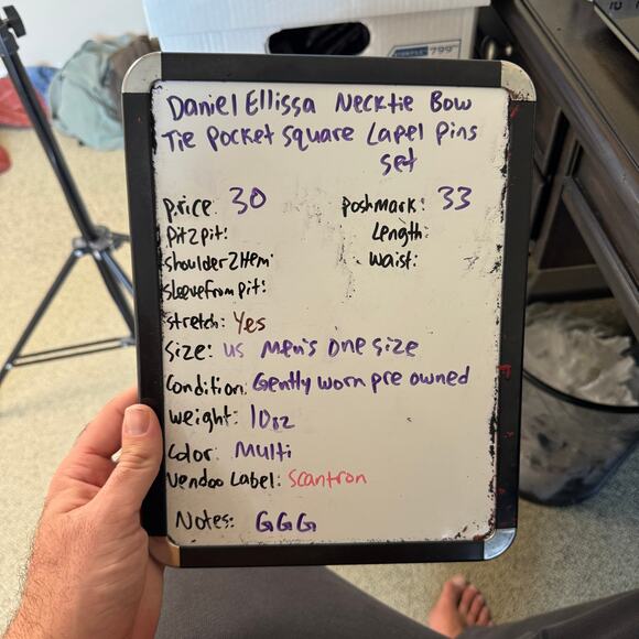 Daniel Ellissa Necktie Bow Tie Pocket Square Lapel Pins Set US Men's ONE Size - Picture 3 of 3